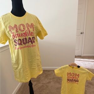 Mommy & Me Matching T-Shirts | Mom Daughter Squad | Adult M + Girls 4T